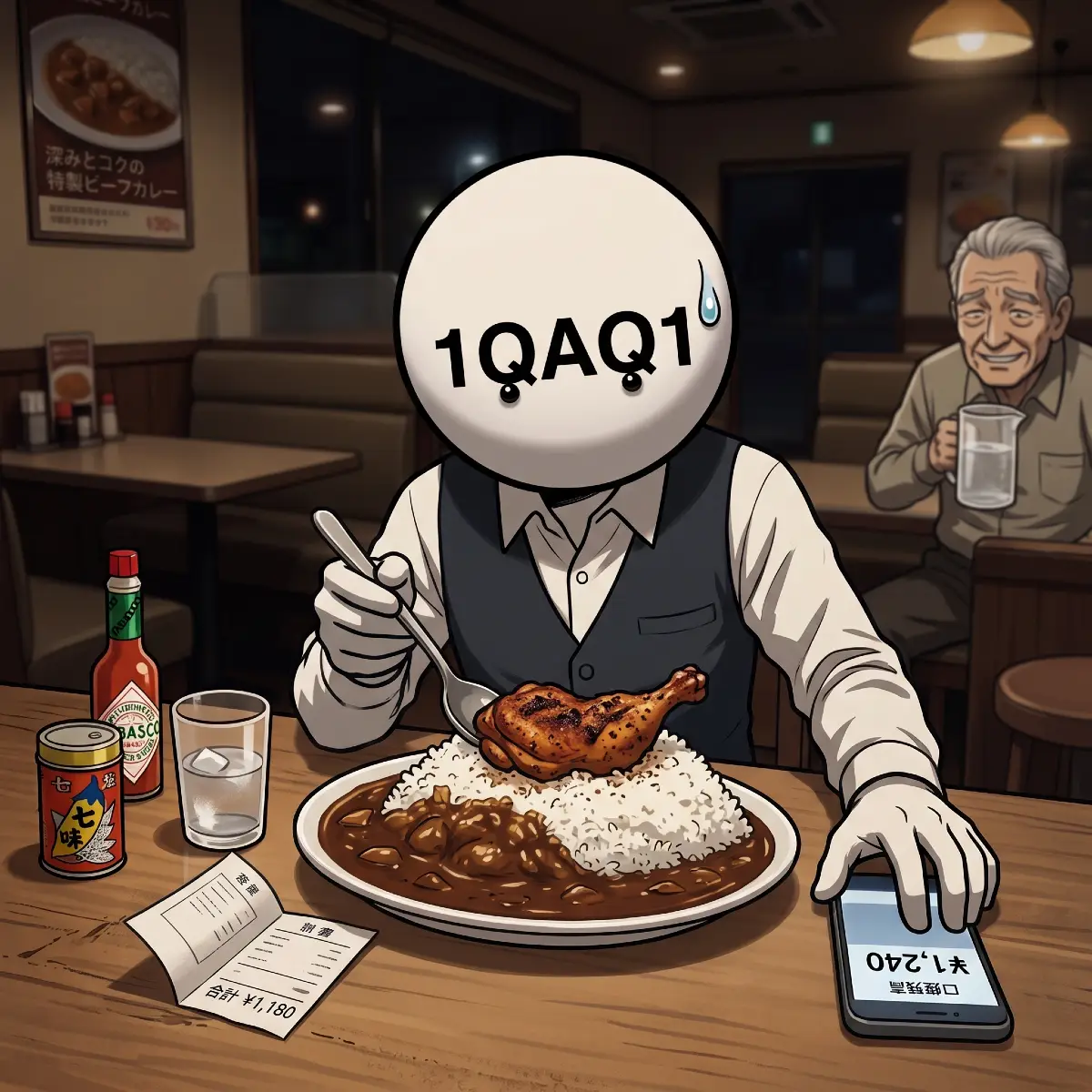 お金ないのにカレーライス（大盛り）とトッピングのミニスパイス焼きを頼んでしまって震えている。